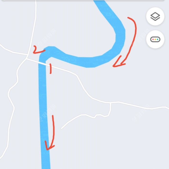 箭头即是水流方向.